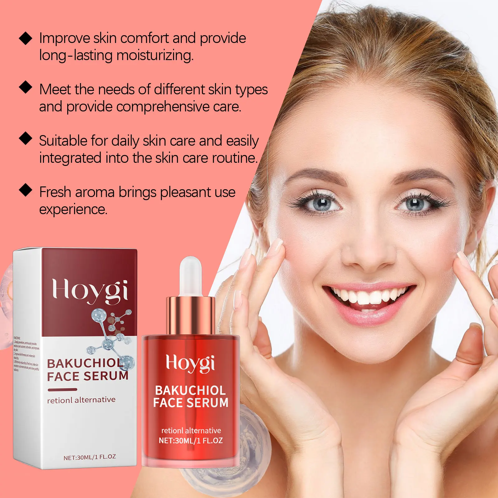 Bakuchiol Face Serum Lifting Firming Remove Fine Lines Skin Rejuvenation Brightening Hydrating Retinol Face Essence Care