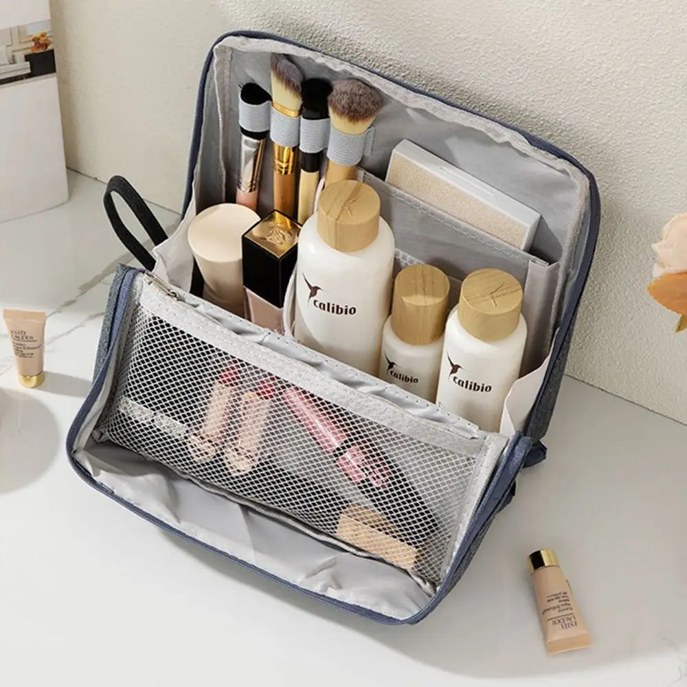 

Large Capacity Vertical Makeup Bag Portable Multi-Compartment Student Stationery Bag Partitioned Multifunctional