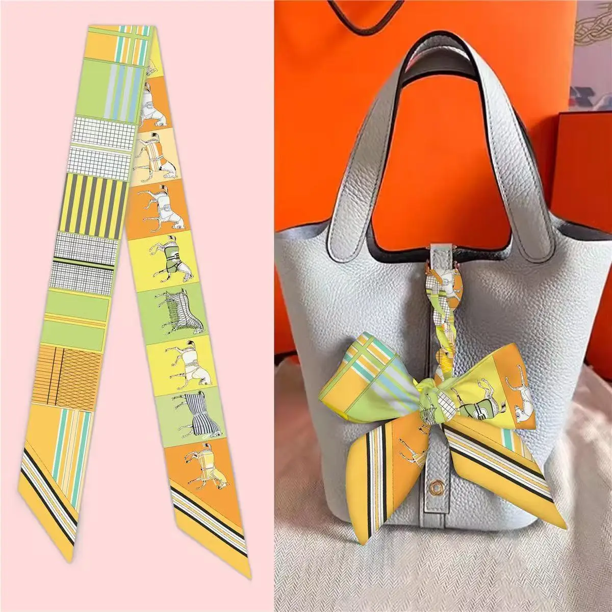 

Корейская версия нового стримера, маленький шелковый шарф, полосатый Warhorse, женская завязанная ручка для сумки, саржевая маленькая лента, декоративная 5*90 см