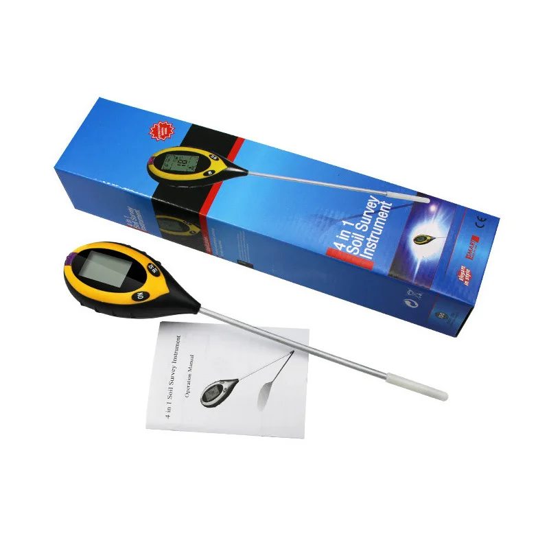 Latest Four In OneSoil Moisture Sensor Meter Detector Metal Probe Gardening Plant Flower Water Analyzer Test Instrument Hygromet