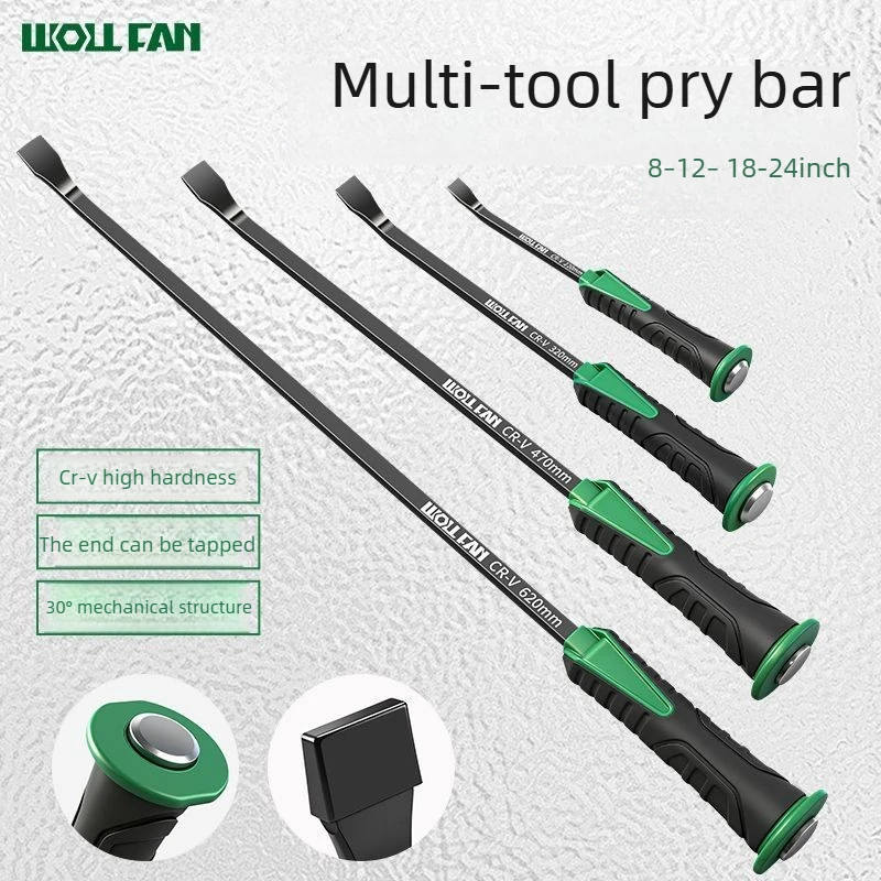 Professional Woodworking Industrial Grade Multifunctional Crowbar Dual Color Rubber Handle Labor Saving Pry Bar for Heavy Work