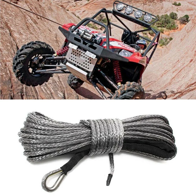 Synthetic Winch Rope, 1/4 X 50Ft Synthetic Winch Rope Line Cable For ATV UTV SUV Truck Boat Winch