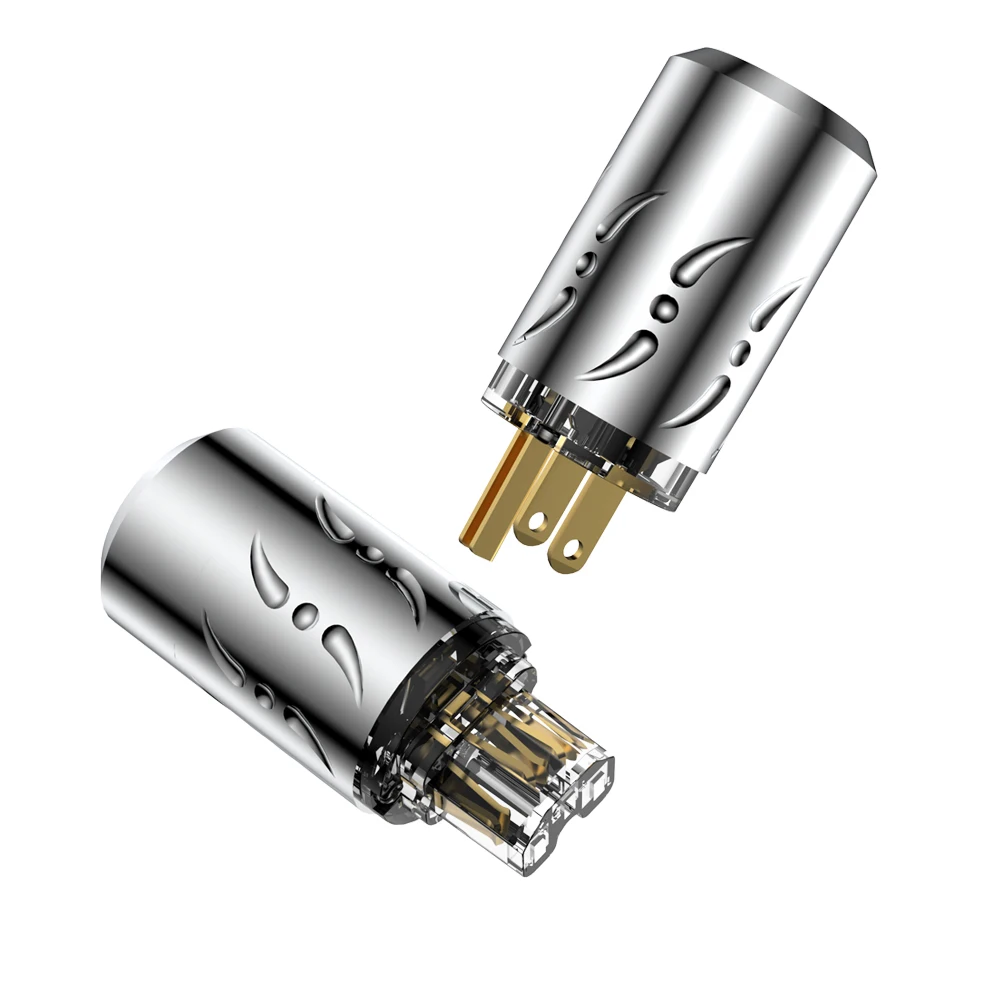 Viborg X  1pair Aluminium Alloy 20mm Transparent pure copper 24K gold plated  US Power Plug and IEC Connector HiFi Audio