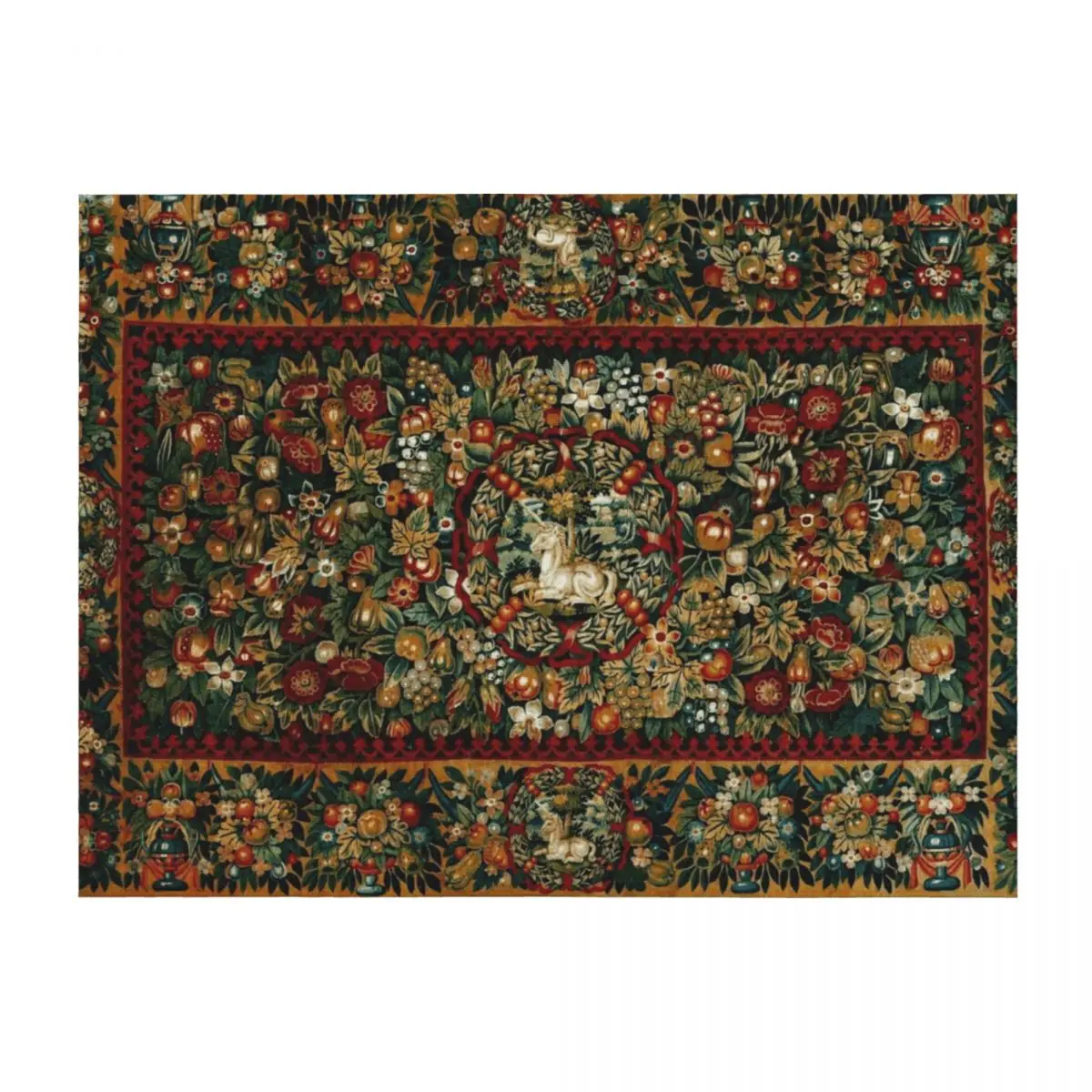 

Medieval Unicorn Floral Throw Blanket Sofa Plaid Furrys Luxury Thicken Blankets