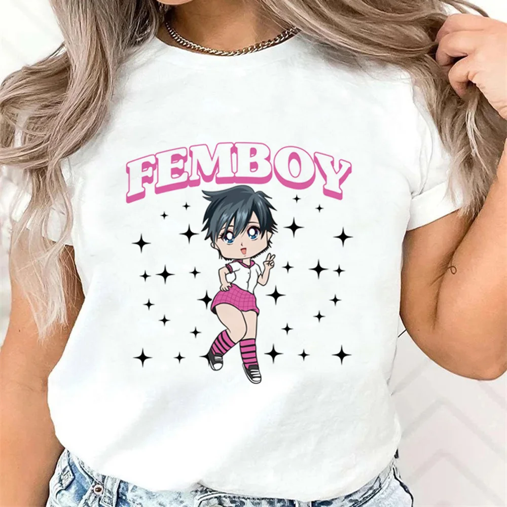Femboy تي شيرت المرأة ثقافة البوب الملونة القوطية 2000s قميص الشارع الشهير الملابس الكورية 2000s المرأة خمر مخدر #1