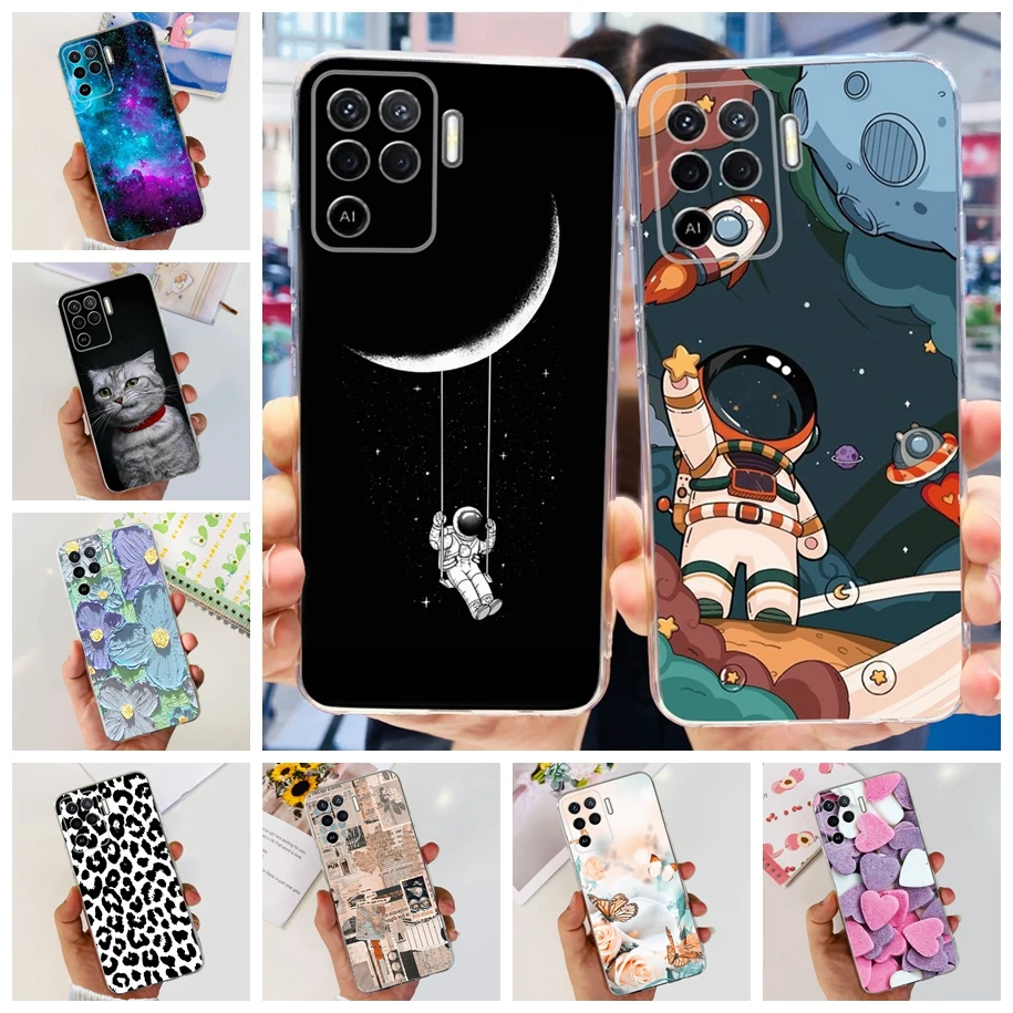 For OPPO Reno5 Lite Case Reno5 Z Cover Cute Astronaut Clear TPU Phone Case For OPPO A94 A  94 CPH2203 Soft Cover Reno 5F 5Z Capa