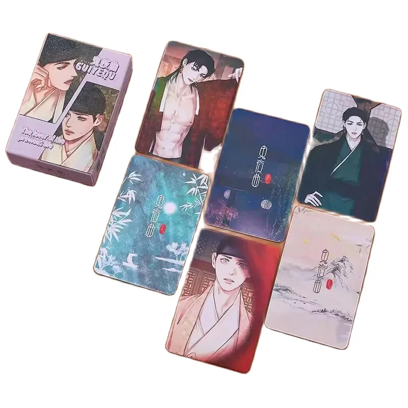 

55 Pcs/Set Korean Manhwa The Ghosts Nocturne Laser Lomo Card Jaesgin Nok Comic Character 3 Inch Photocard Cosplay Gift