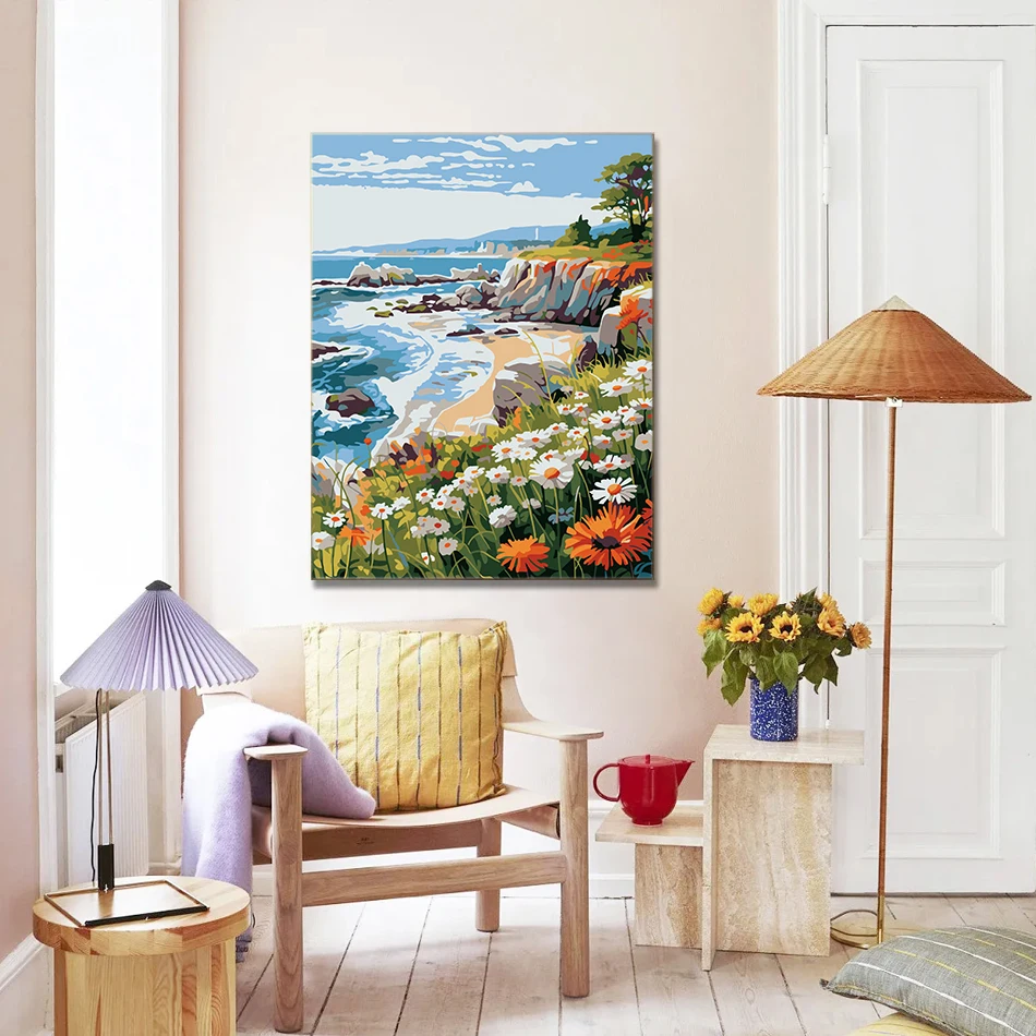 GATYZTORY Diy Painting By Numbers Kits For Adults Piano On Canvas Landscape Flower Picture On Numbers Handmade For Home Decors
