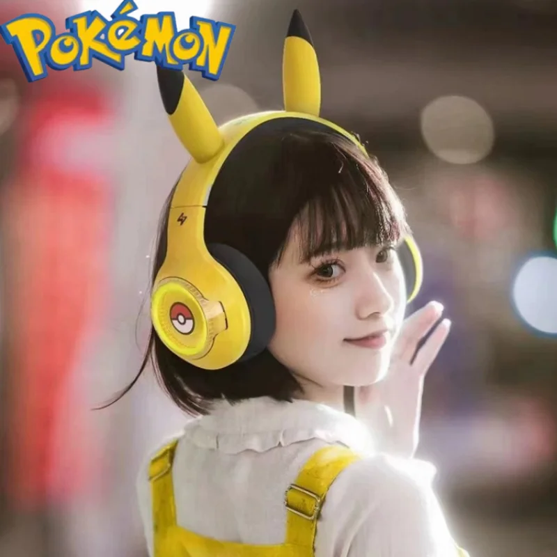 

In Stock Hot Pokemon G4bt Pikachu Head-mounted Bluetooth Headset Cute Girl E-sports Game Live Streaming Headset Computer Headset