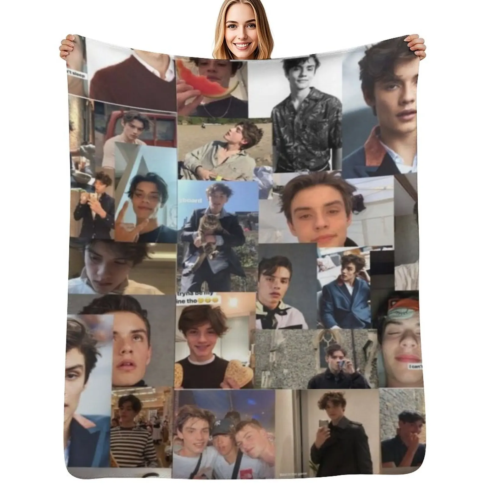 

Louis Partridge Collage Phone Case Throw Blanket Year Round Soft Comfortable Blanket for Home