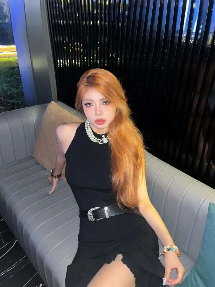 Vestido elástico liso sin mangas de Color elegante Irregular novedad de verano vestido ajustado picante para niña moda Sexy dulce vestidos de mujer M7YM