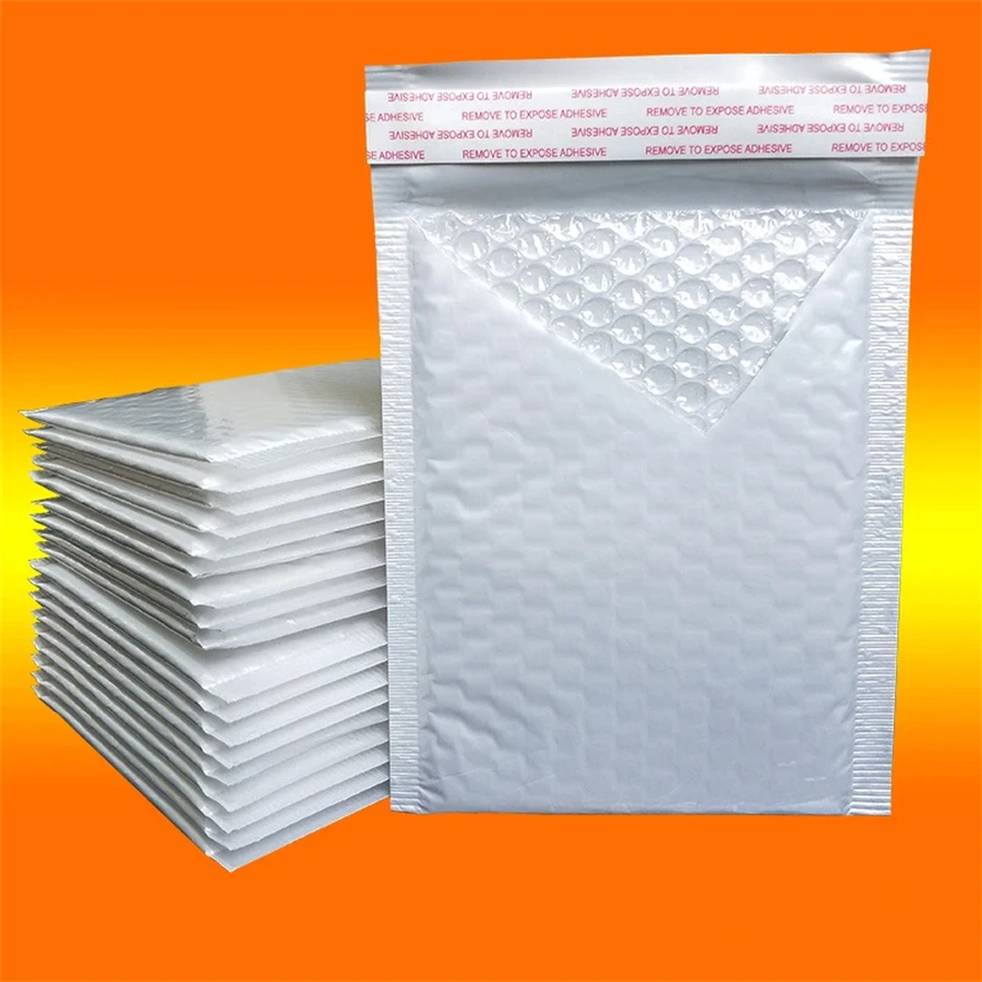 50pcs Film nacré sac à bulles étanche emballage sac Express mousse blanche auto-scellant sac d'expédition enveloppe épaissie