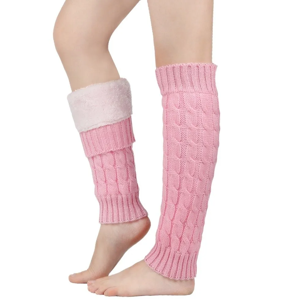

Fashion Knee High Fleece Leg Warmers Thickened Foot Cover Winter Leg Warmers Solid Color Soft Knitted Leg Coverings Streetwear