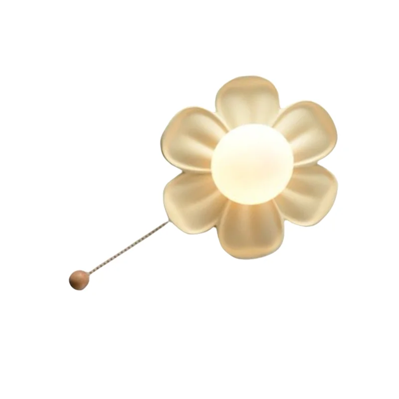 

A84X-Resin Flower Wall Lmap Lamp Cream Petals Ceiling Light Hallway Aisle Balcony Porch Stair Indoor Decor Light Sconce