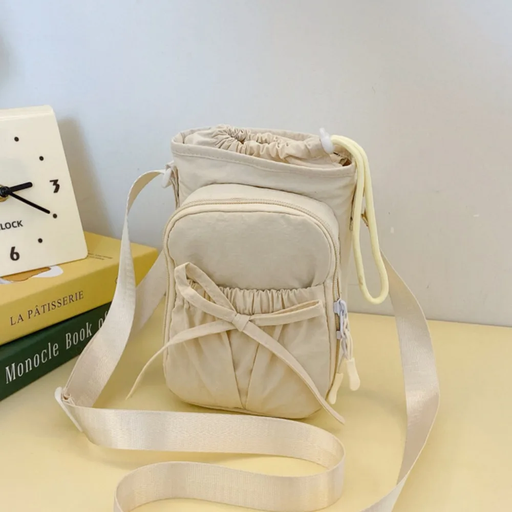 

Bowknot Water Bottle Sling Bag Large Capacity Multi-layer Gym Bottle Bag Adjustable Portable Crossbody Sports Bottle Bag Gym