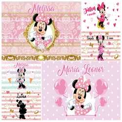 Pink Minnie Mouse Photography Backdrop Bow Girls Newborn Baby Shower 1st Birthday Party Photography Background Custom Supplier