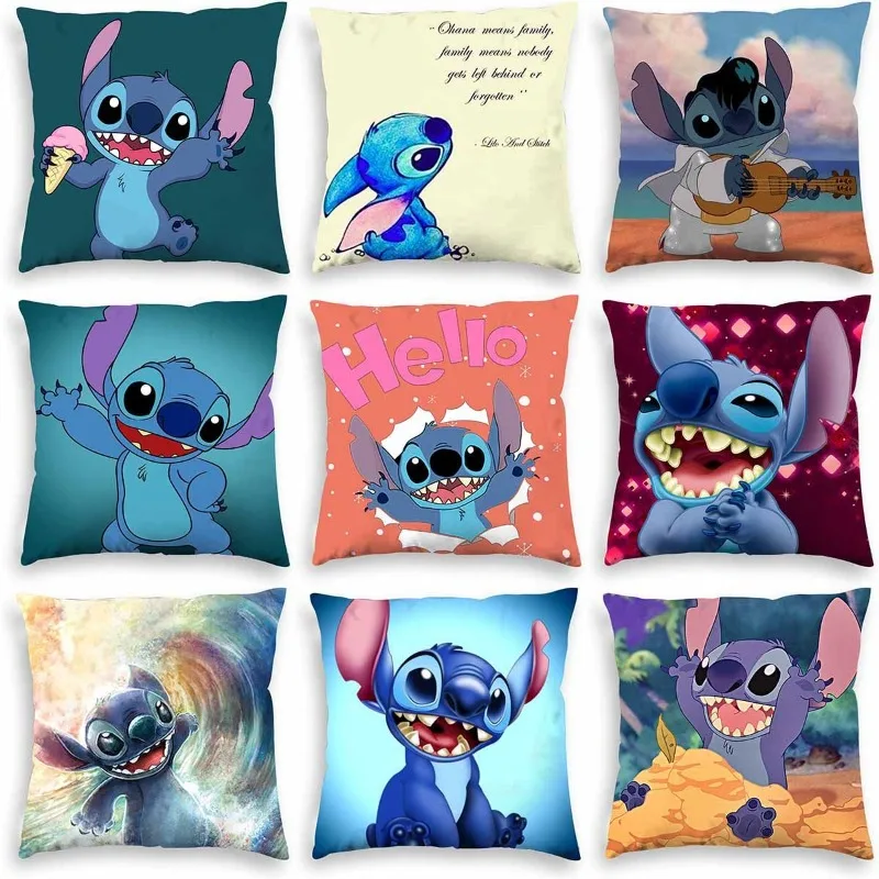 2024 New Disney Stitch Cushion Cover Plush Toy Lilo&Stitch Pillowcase Anime Kawaii Pillowcase Home Decoration