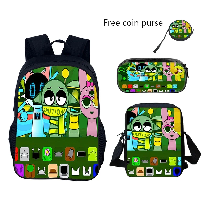 Sprunki กระเป๋าเป้สะพายหลังโรงเรียนเด็กพร้อมกระเป๋าสะพายกระเป๋าดินสอกระเป๋านักเรียนสําหรับชายหญิงของขวัญที่ดีที่สุด