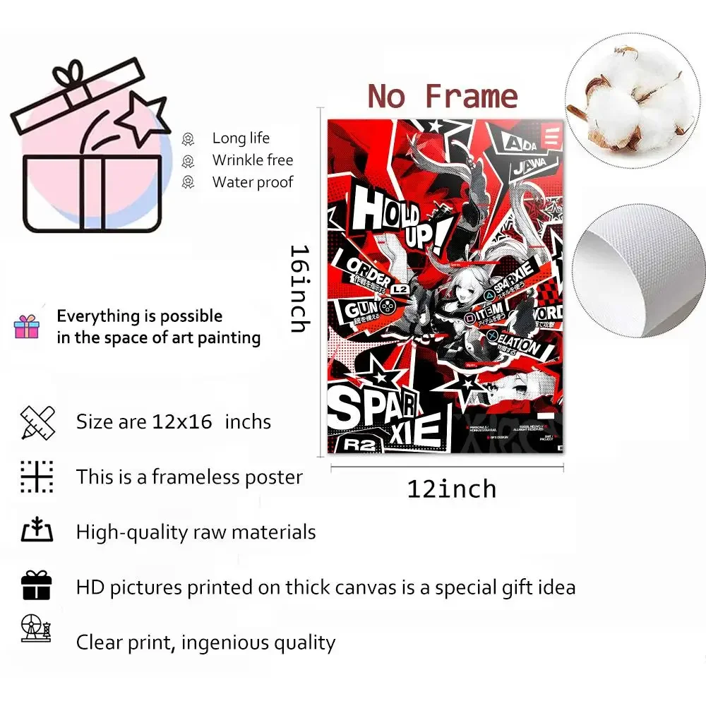 Game Urban Rpg Persona 5 Painting Calligraphy Canvas Wall Art Mural Living Room Canvas Decor Gifts