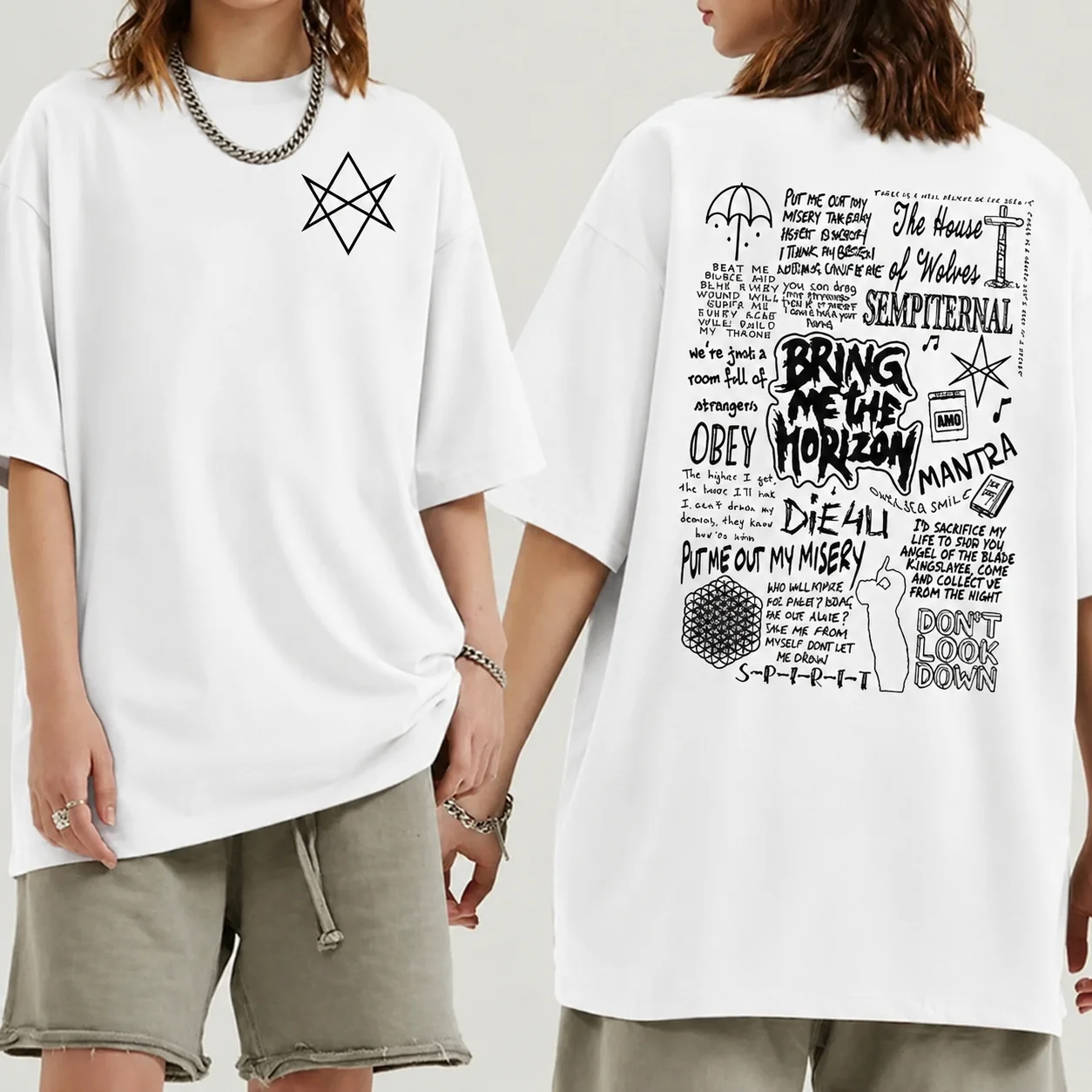Bring Me The Horizon Unisex Rock-Musik T-Shirt, klassischer Band-Stil, O-Ausschnitt, Kurzarm-T-Shirt, bequeme Freizeitkleidung für Männer. – Detail 4
