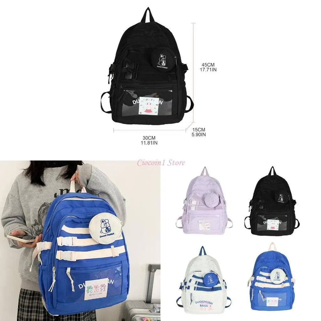 

Y1UB Women Backpacks Multi-Pocket Nylon School Backpack for Student Girls