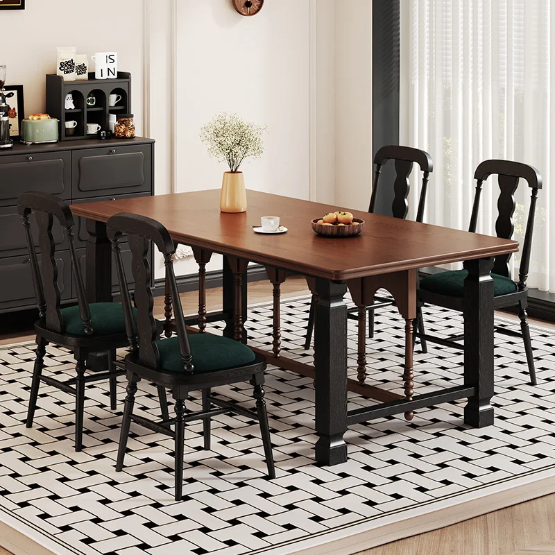 Retro all solid wood dining table restaurant large board table small household