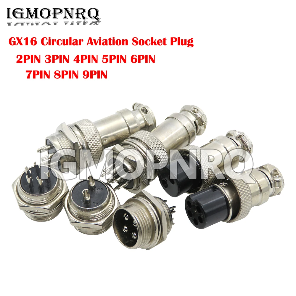 1 zestaw GX16 2/3/4/5/6/7/8/9 Pin męski i żeński 16mm metalowe okrągłe złącze lotnicze gniazdo wtykowe 2PIN 3PIN 4PIN 5PIN 6PIN