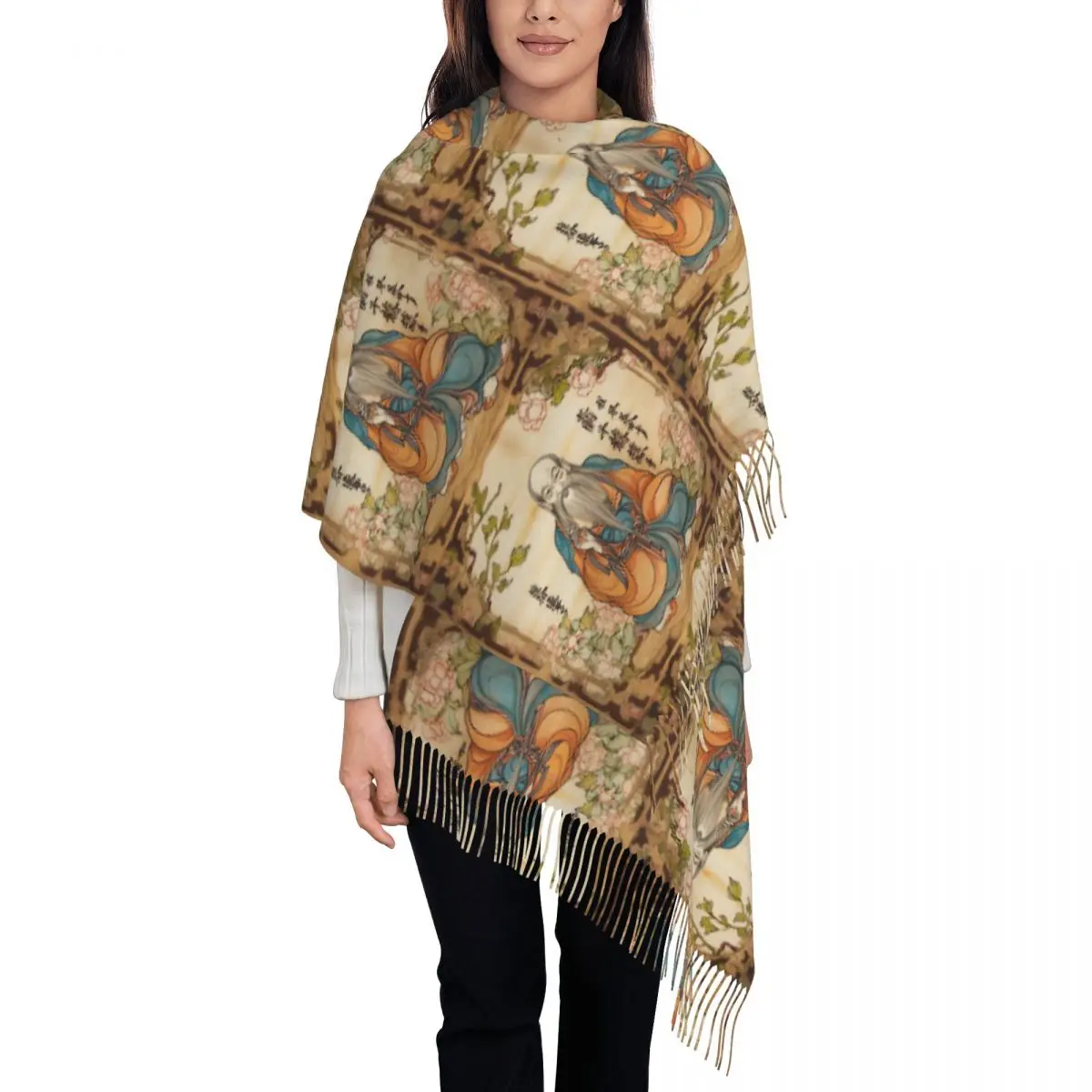 

Lao Tzu Scarf Tassel Scarves for Women Soft Warm Shawls and Wraps Long Fall Winter Shawl Wrap