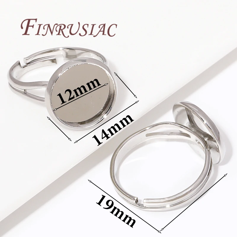 2/5/10Pcs 14K Gold Plated Adjustable Blank Ring Setting Base Bezel Cabochons Rings For Jewelry Making DIY Finger Ring Blank