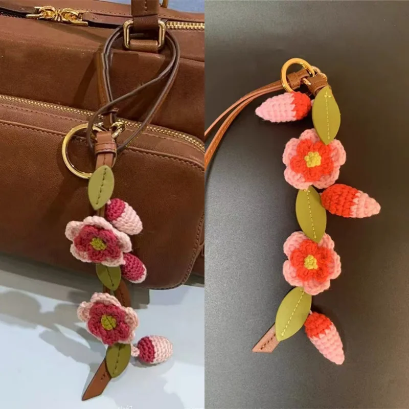 

Flower Shaped Charm Lily Of The Valley Cherry Blossom Bag Pendant Handmade Woven Flower Pendant Knitted High-end Bag Accessories