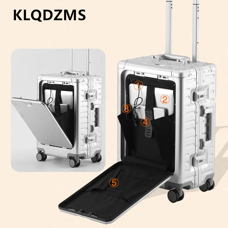 KLQDZMS Men's Suitcase Full Aluminum Magnesium Alloy Boarding Box Large Capacity Trolley Case 20