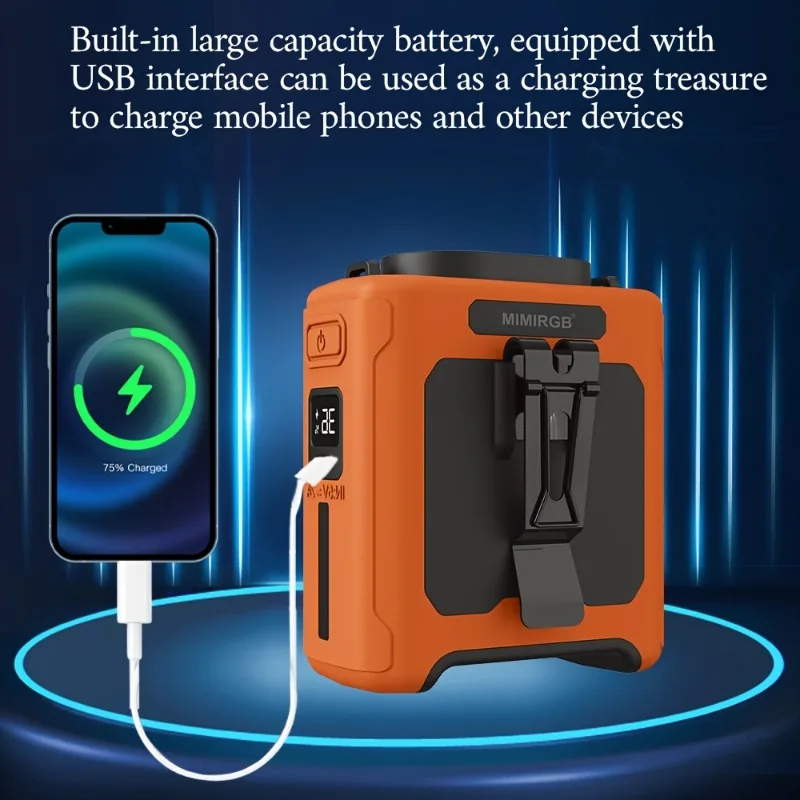 

10000mAh Rechargeable Wearable Fan With Light 16000RPM Powerful 5-Speed Belt Fan Personal Cooling Fan For Outdoor Camping Trips