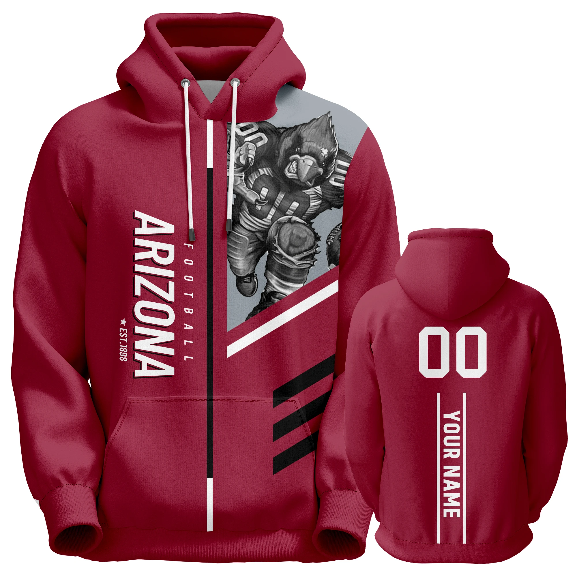 Custom American Football Hoodies City Mascots Arizona Personalized Printed Name Number Sweatshirt Fans Gift for Men Women Youth