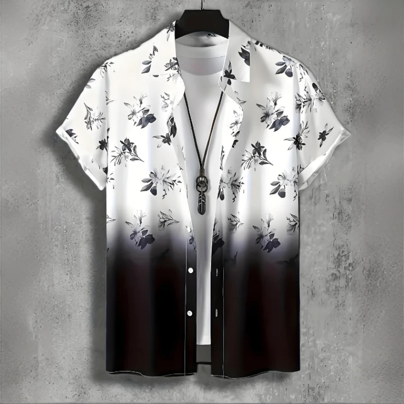 3D Blume Grafik Kurzarm gedruckt Hemd Sommer lose Revers Button Down Shirt Outdoor Streetwear Strand Party Hawaii Hemden