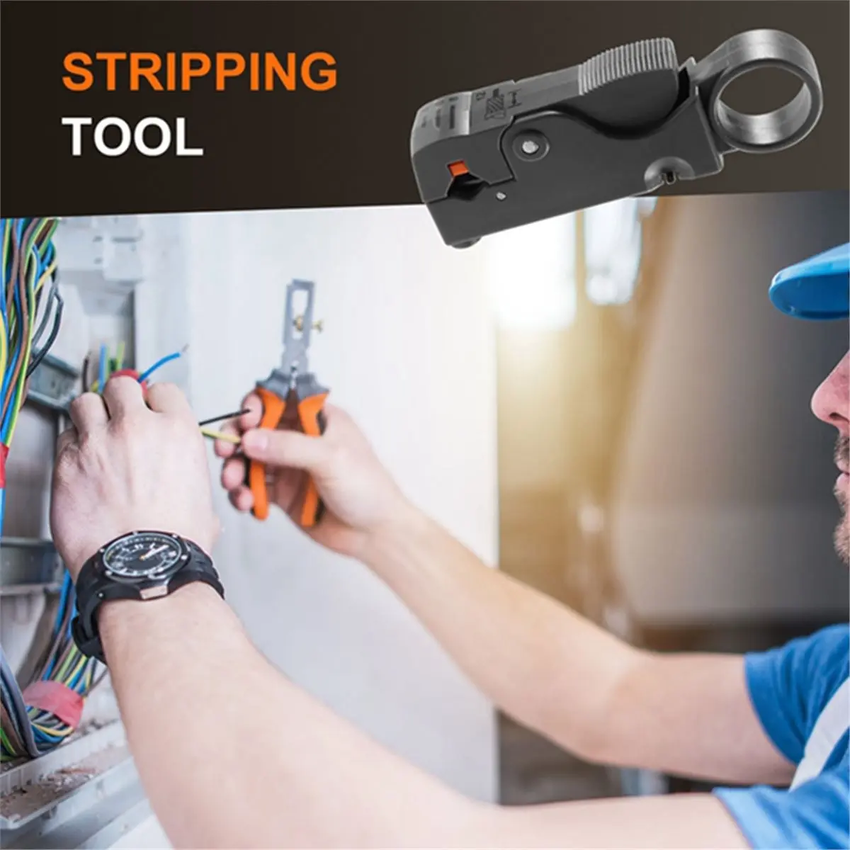6pcs Multi-Function Wire Stripper with Adjustable Distance RG58/59/62/6/3C2V/4C/5Cmm Coaxial Rotating Double Blade