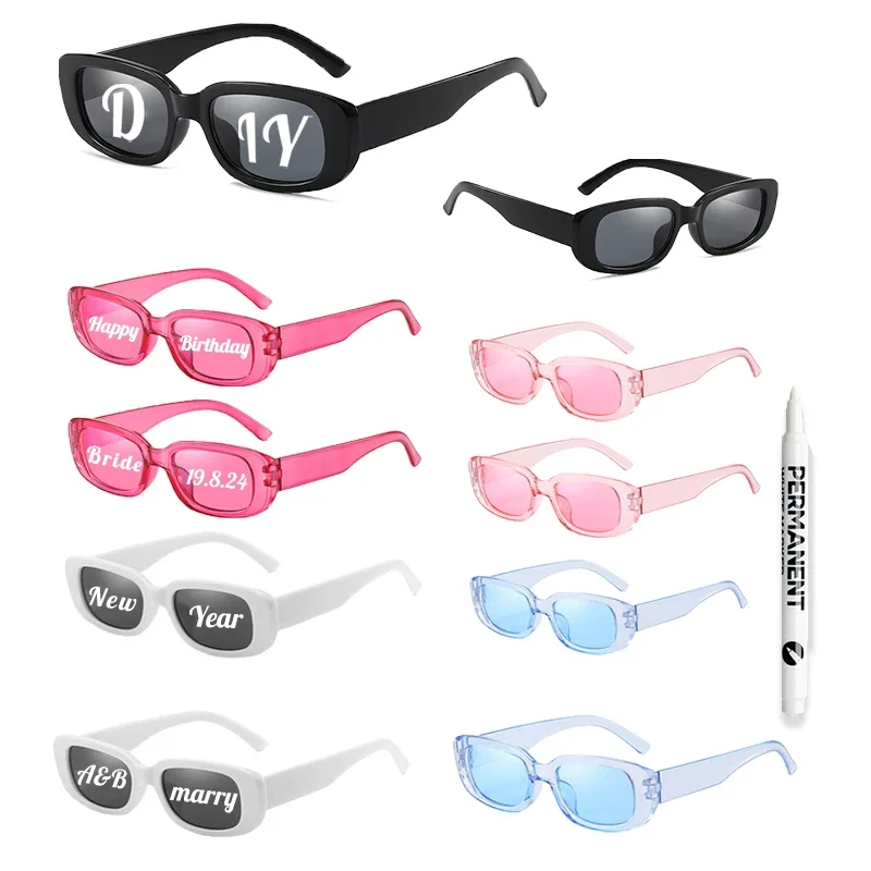 KAMMPT 10-Paar-Stift-Set, DIY-Buchstaben, modische Farbtöne, Damen, stilvoll, rechteckig, rosa Sonnenbrille, Rave-Party-Requisiten, Dekor, Sonnenbrille – Detail 13