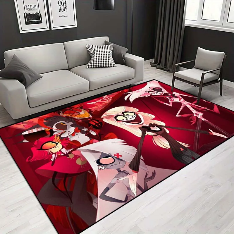 Cartoon H-Hazbin Hotel Pattern Living Room Bedroom Carpet Bedside Bathroom Floor Mat 15 Sizes Area Rug Kid's Room Home Decor