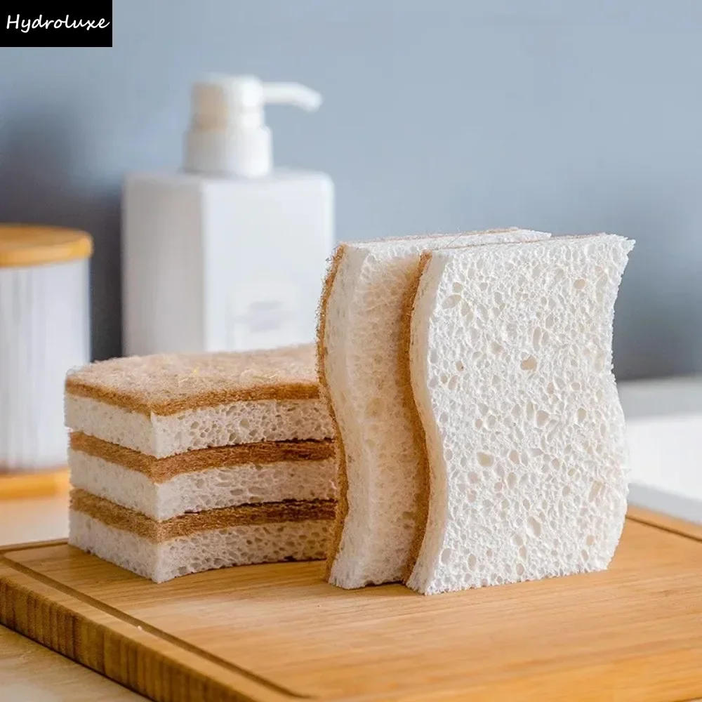 Esponja de Fregado Biodegradable y Compostable de Celulosa y Coco, Esponja Ecológica para Lavar Platos, Estropajo para Limpiar el Fregadero