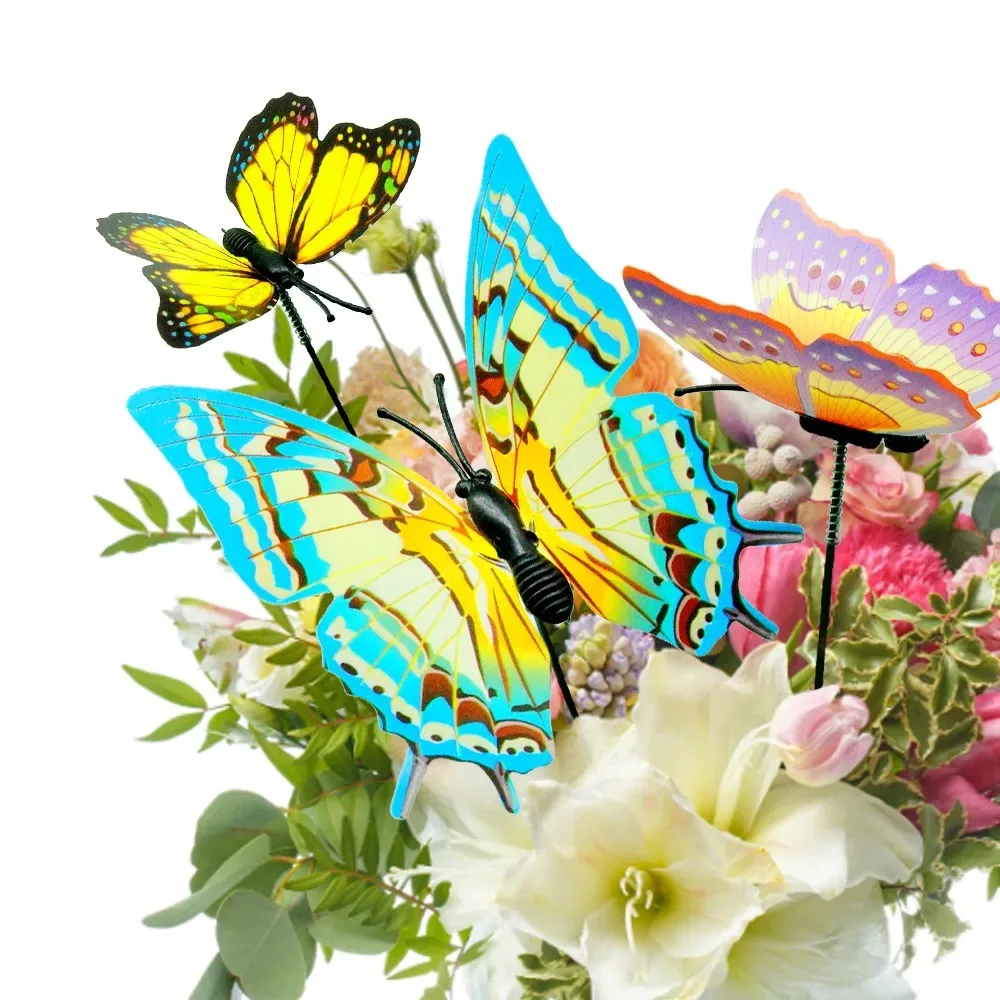 5-25Pcs/Set 3D Simulation Butterflies Garden Yard Planter Colorful Butterfly Stakes Decoracion Outdoor Decor Flower Pots Decor