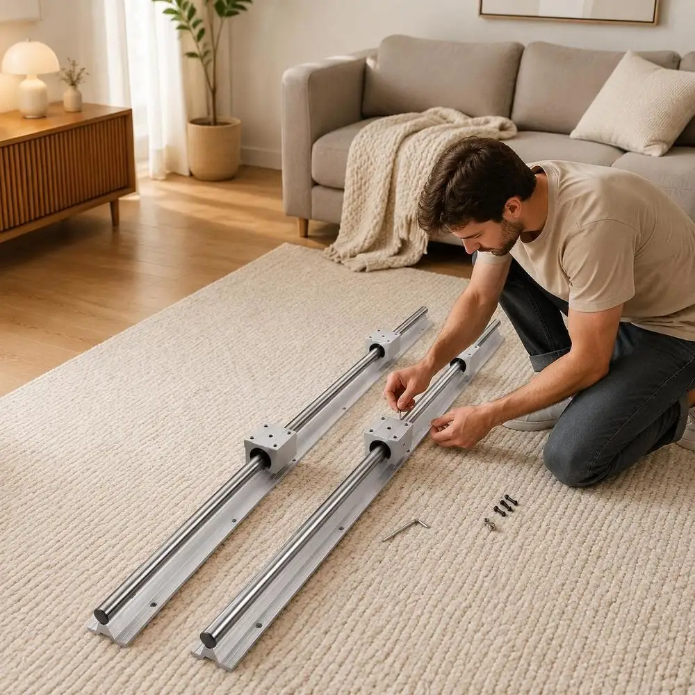 Guide linéaire, rail linéaire, 2 pièces. Rail de guidage en acier au carbone et aluminium SBR20-800mm avec 4 pièces. Blocs coulissants SBR20UU, roulement linéaire, bloc de roulement, pièces CNC pour imprimantes 3D, machines de fraisage/tournage