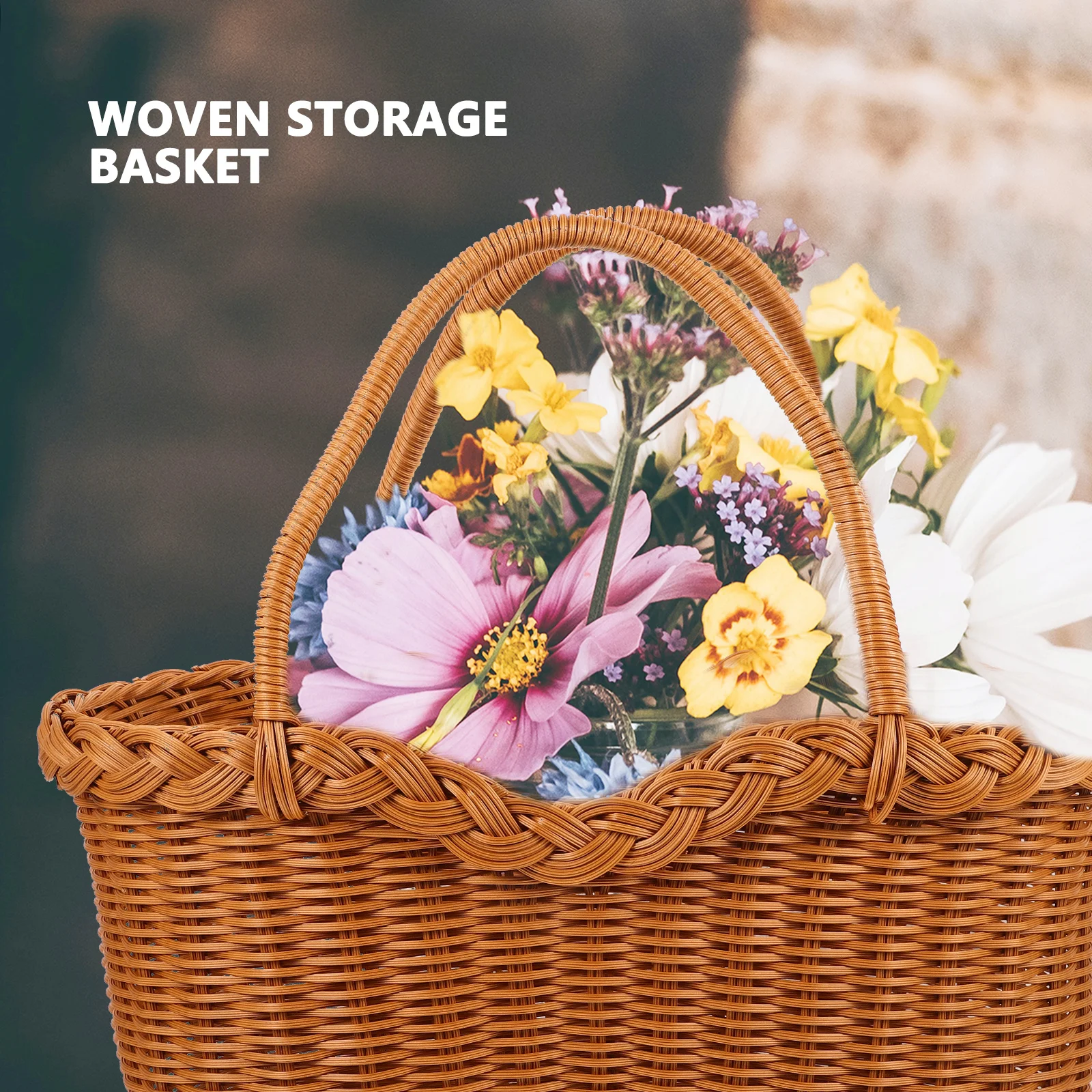 

Handheld Woven Basket Multi-Function Fruit Storage Basket for Picnic Harvest Carrying Rustic Style Decorative