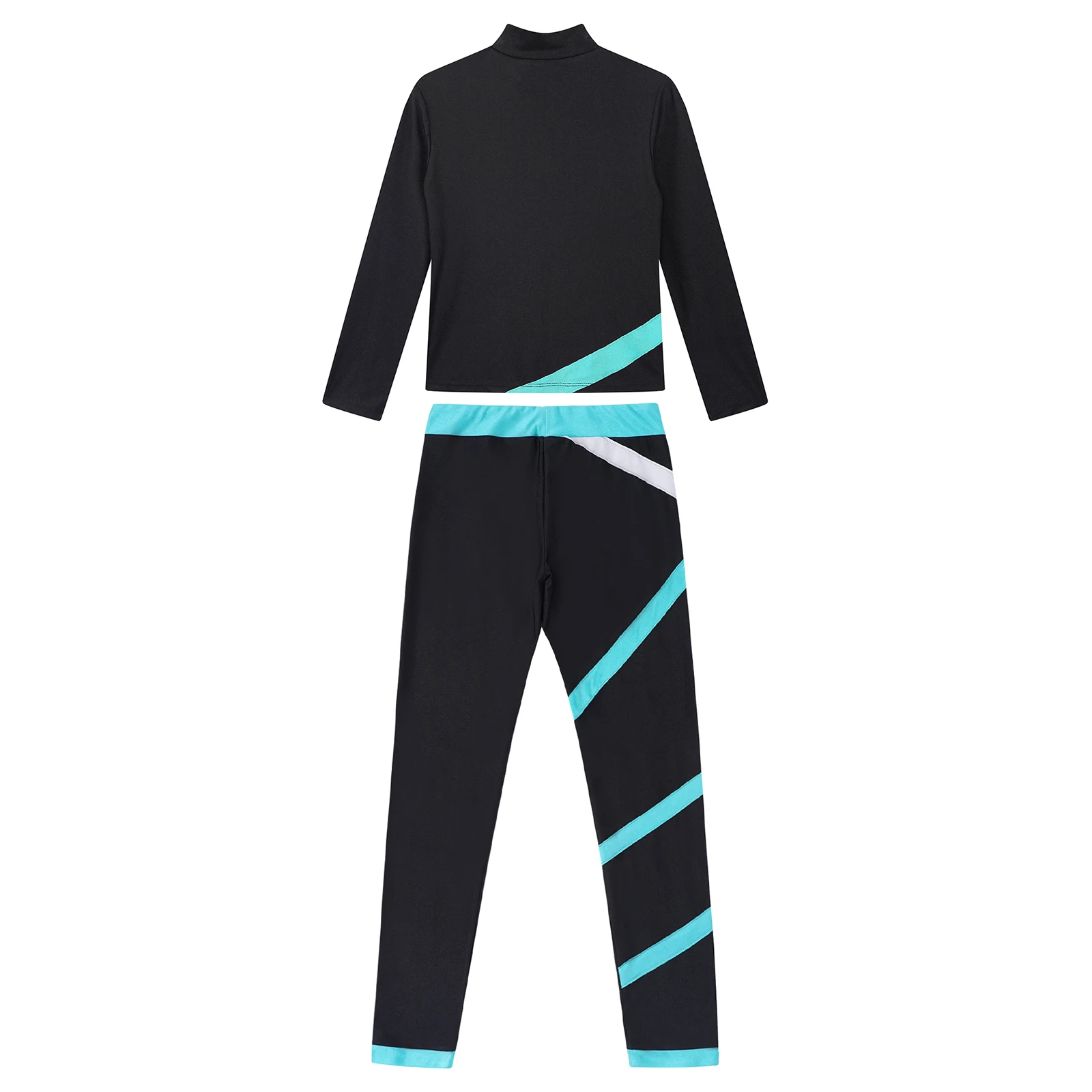 Kids Girls Sports Set Long Sleeve Zipper Sweatshirt with Leggings Children's Sport Suits for Workout Skating Gymnastics Outfits