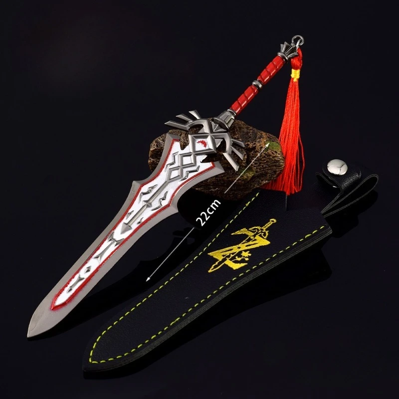 Épée de la garde royale périphérique de jeu Zeldaa, 20cm/7,87 pouces, arme en métal, ornement artisanal, couverture en cuir, jouet pour cadeaux d'anniversaire pour garçons