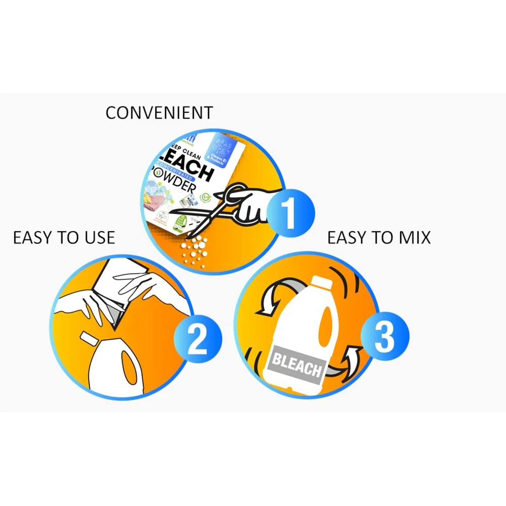 عبوات مسحوق التبييض المركز 5PK عمر الرف الطويل خفيفة الوزن وسهلة التخزين لوازم التنظيف 4oz التنظيف الفعال