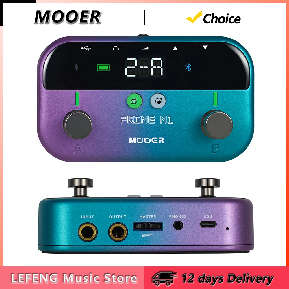 

MOOER Prime M1 Smart Guitar Effect Pedal 128 Guitar Effects 21 Bass Effects 80s Recording Loop 40 Drum Machines Built-in Battery