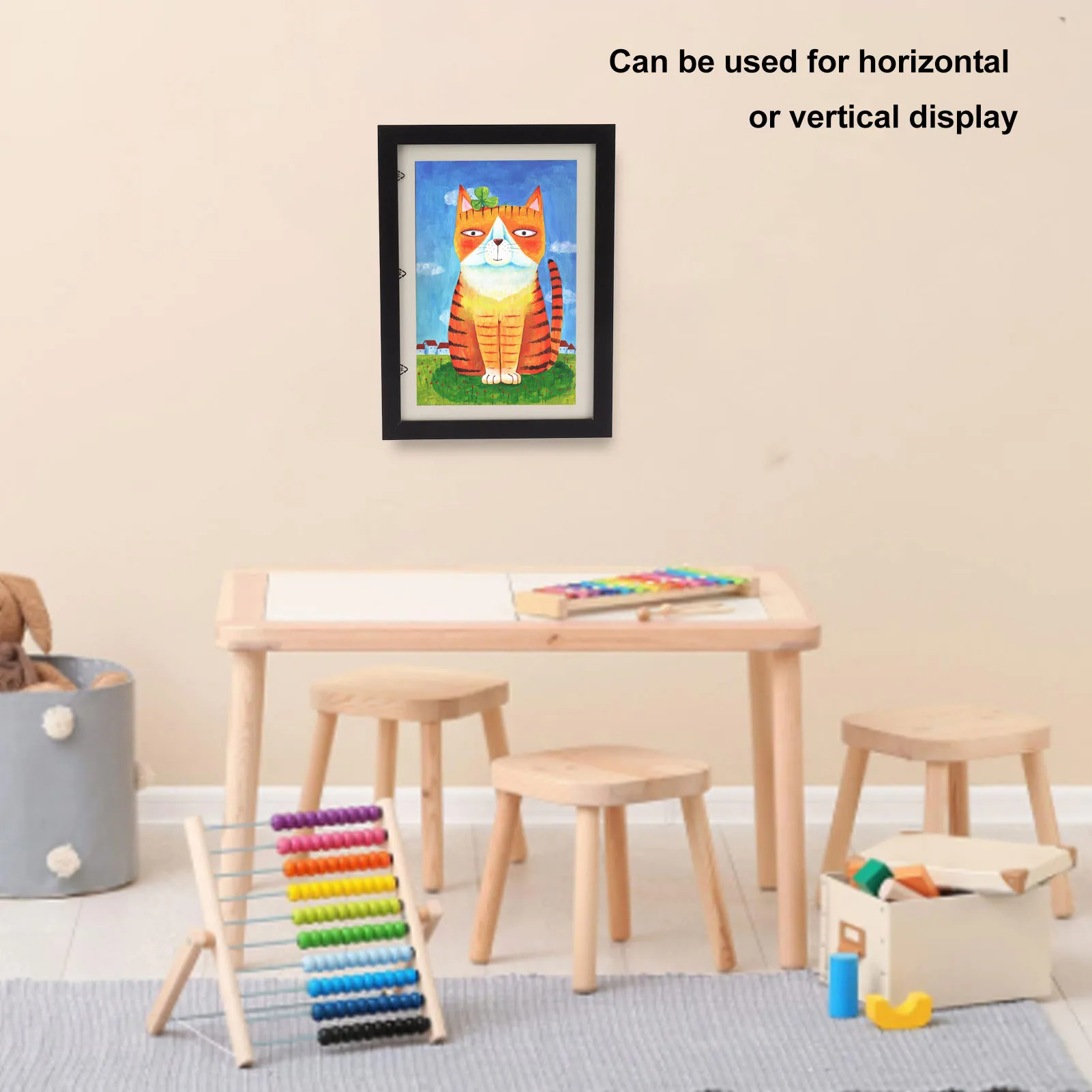 

Changeable Art Work Frame Kids Art Frame Magnetic Storage Capacity Clear View Versatile with Elastic Bands for Drawing