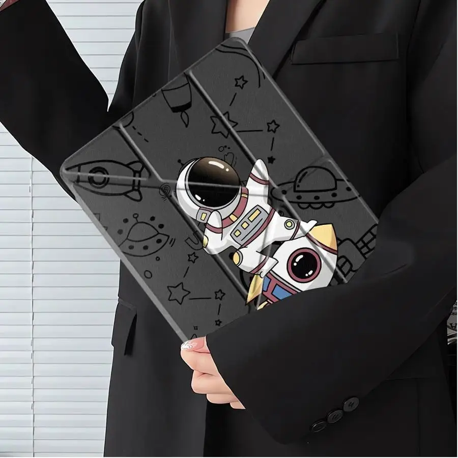 Cartoon Cute Astronaut With Pen Slot Cover Tablet Case For Samsung For Galaxy Tab S6 Lite 10.4 inch A11 Plus S9 FE S7+ S8+ 12.4