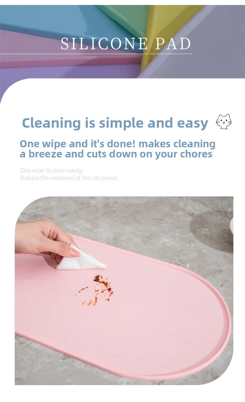 Cat Feeding Mat with Non-Slip Waterproof Design, Pet Food Mat, Compatible with Cat/Dog Bowls, Multipet Households, Dog Owners
