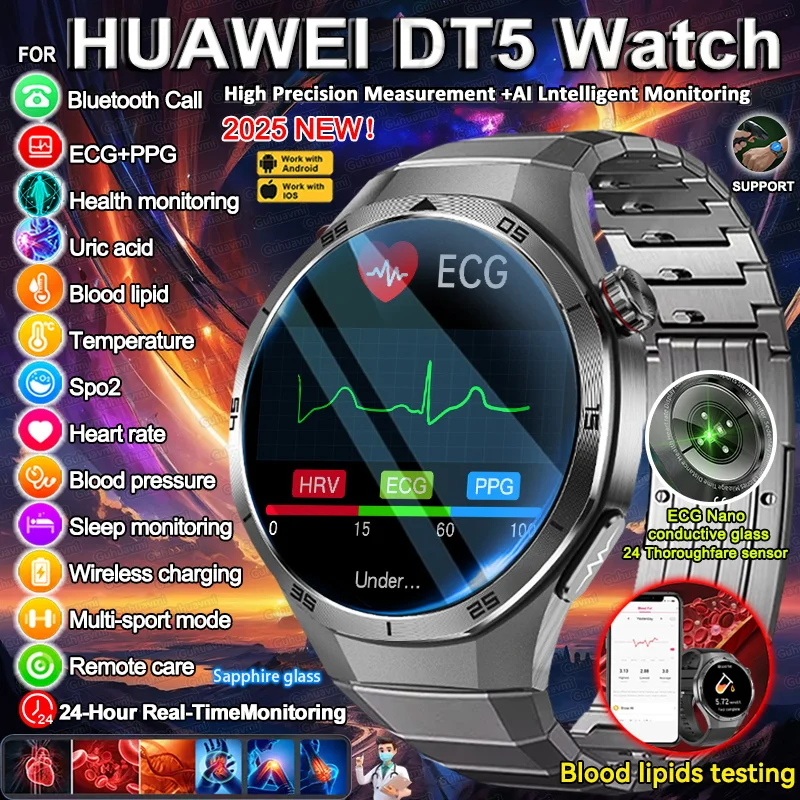 

Новинка 2024 года для HUAWEI ECG + PPG, умные часы, жир в крови, кислород в крови, мочевая кислота, мониторинг артериального давления, здоровья, водонепроницаемые умные часы