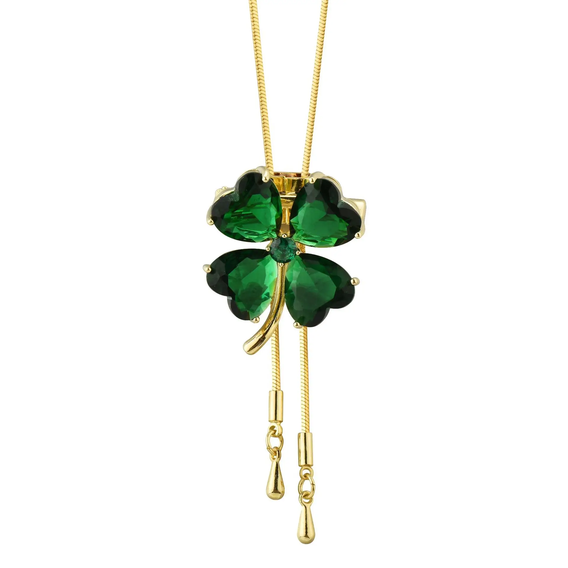 

The autumn and winter long pull-out necklace and green four-leaf clover sweater chain are fashionable, elegant and versatile